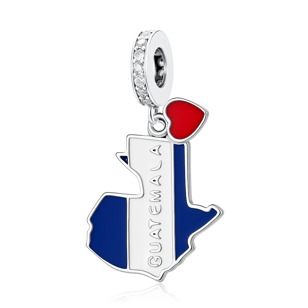 925Silver Mexico Congo Portugal Iran World Map Flag Pendant Building Bead Fit Original Bracelet Jewelry Accessories Travel Charm view 2