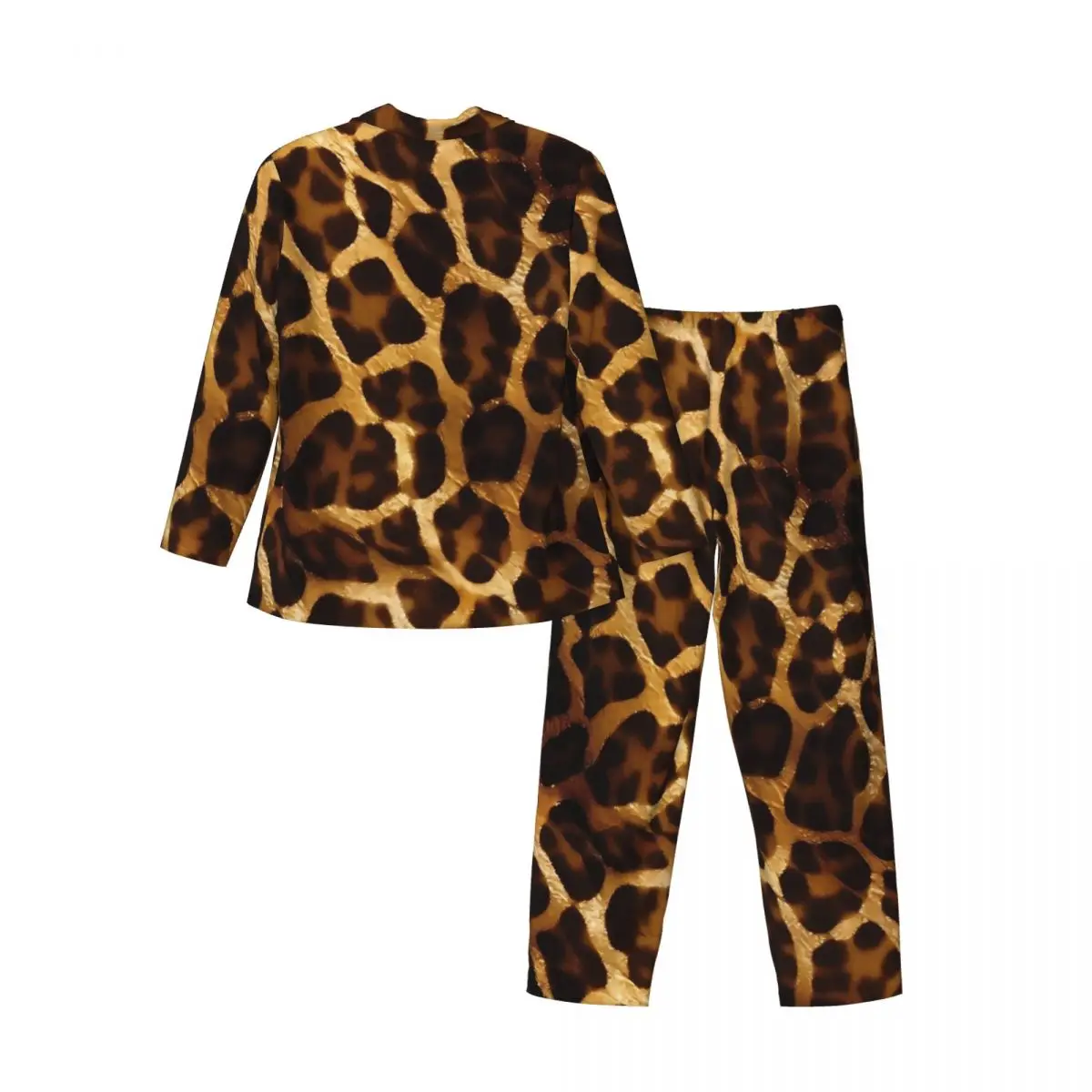 Pijamas masculinos ouro girafa impressão arte sono pijamas duas peças conjunto de pijama casual manga longa romântico oversized casa terno