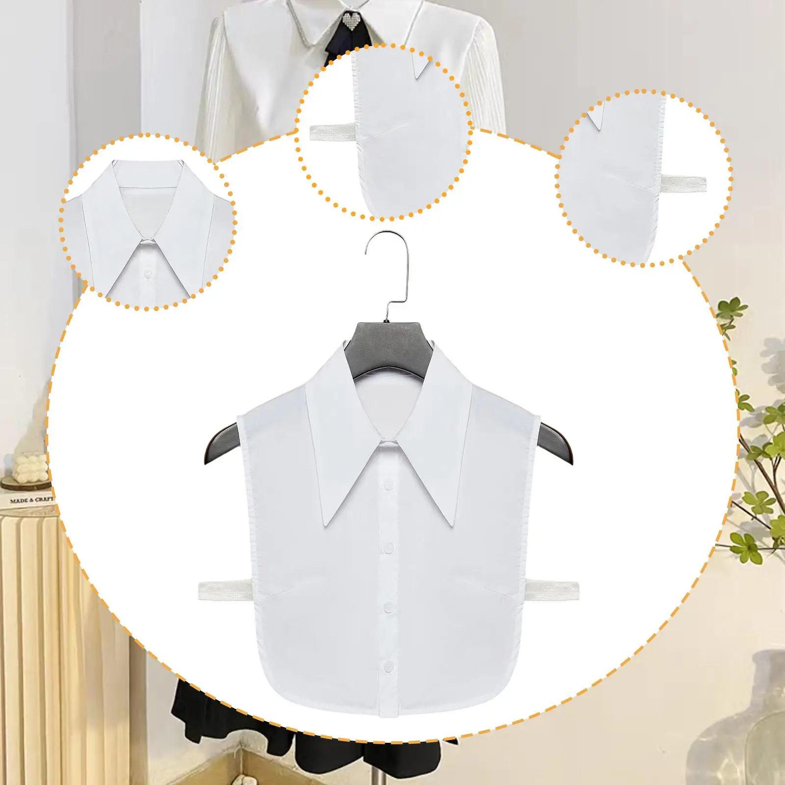 Detachable Fake Collar Cotton Vest Stand Neckline Decorative Cover Blouse for Women's Sleeveless Tops