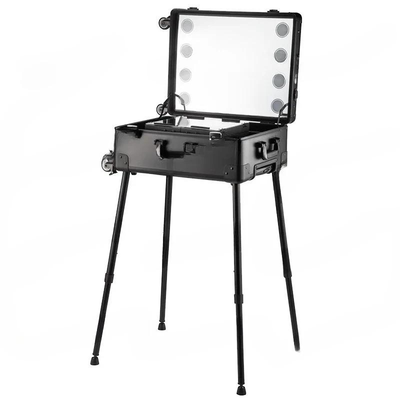 Professional Lamp Trolley Cosmetic Case,For Makeup Artists Beauty Toolbox,With Hidden Bracket Light Box