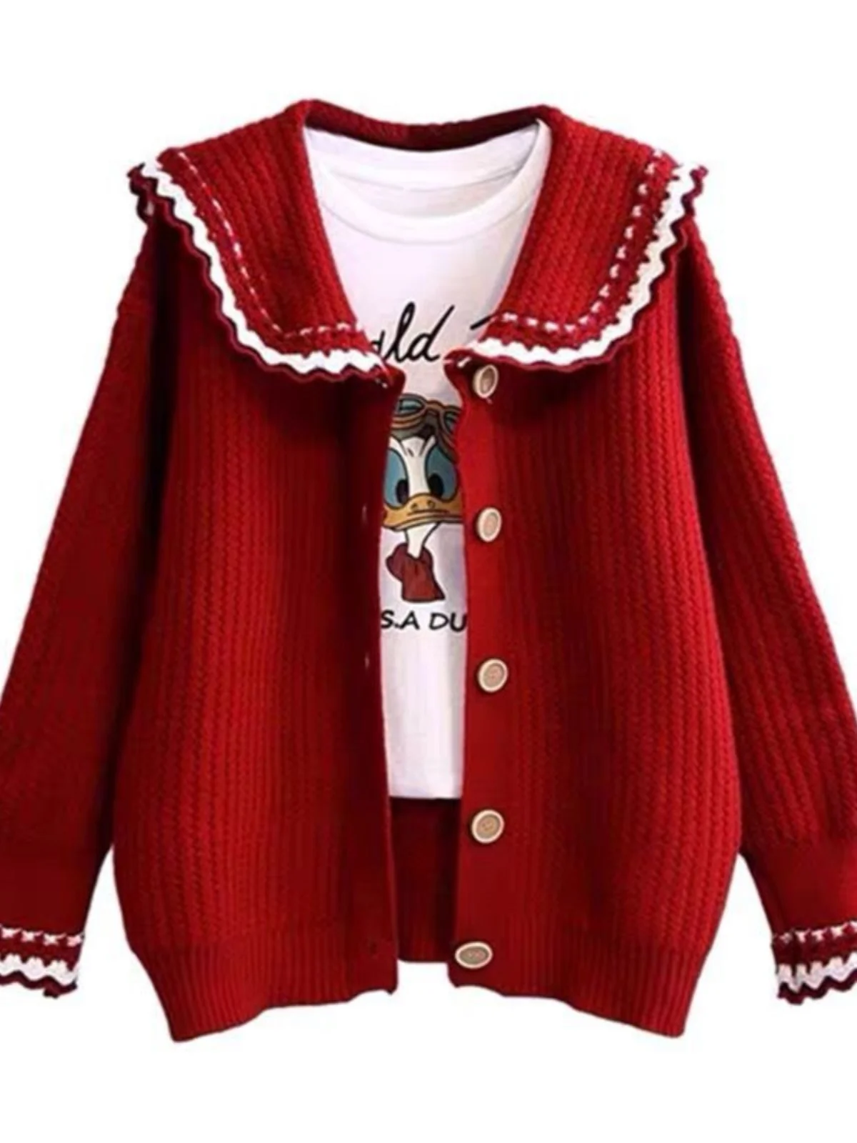 Mantel Sweter Rajutan Wanita Kerah Boneka Lazy Sle Musim Semi Musim Gugur Merek Faionable Tagl Long Sve Penghangat Ruangan Regula...