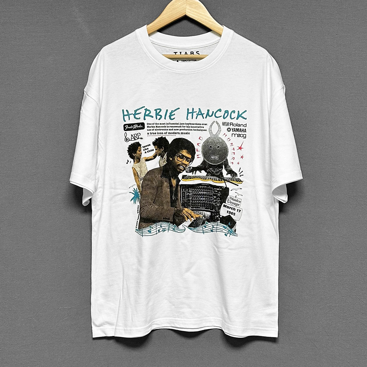 TIABSWMS05 Herbie Hancock T-Shirt Modern Jazz Composers Miles Davis John Coltrane Retro Vintage Drop Shoulder Cotton Men' Shirt