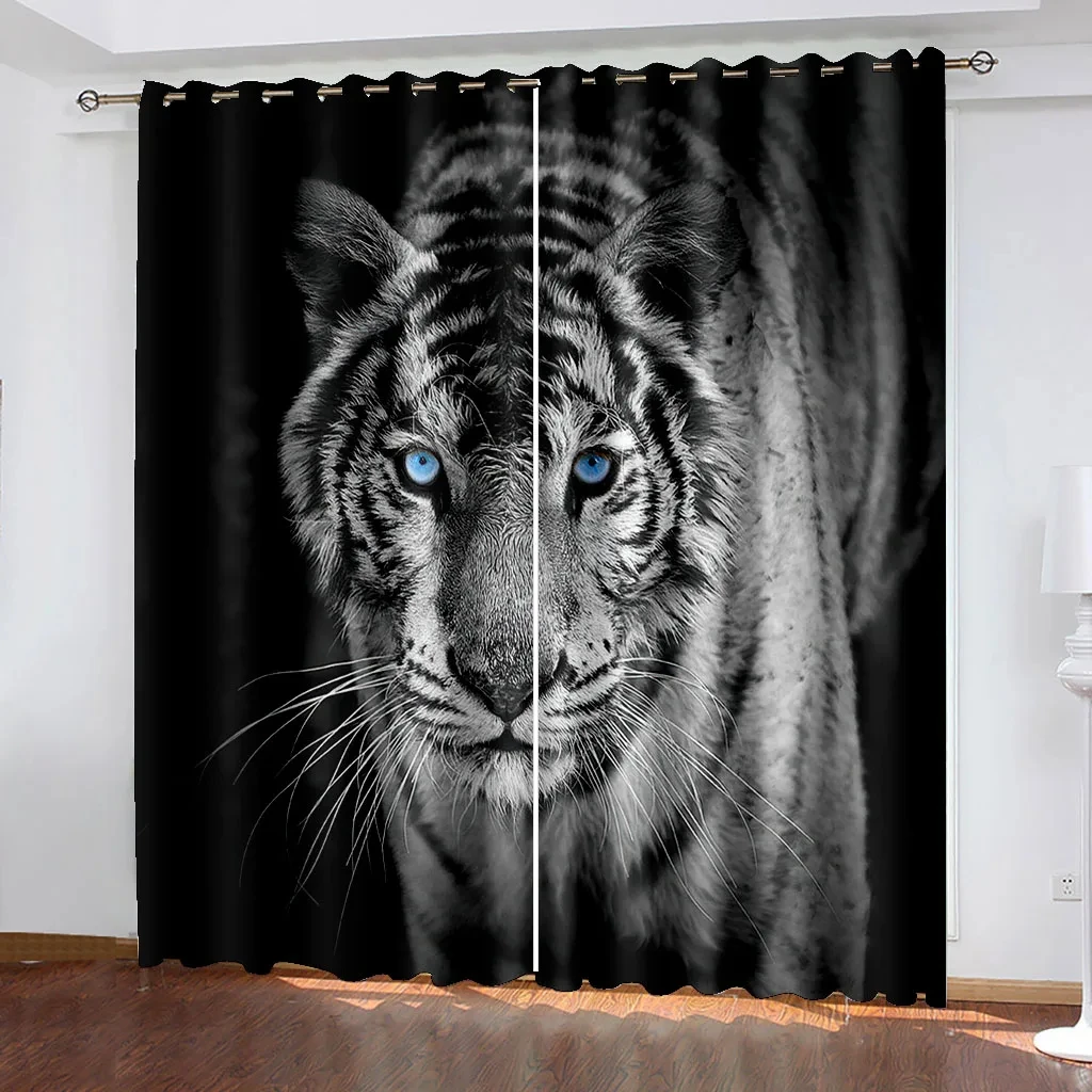 

Free Shipping Cheap CustomAnimal Wolf Tiger Leopard Window Curtains Living Room Children's Room Bedroom Shading Drape New Style