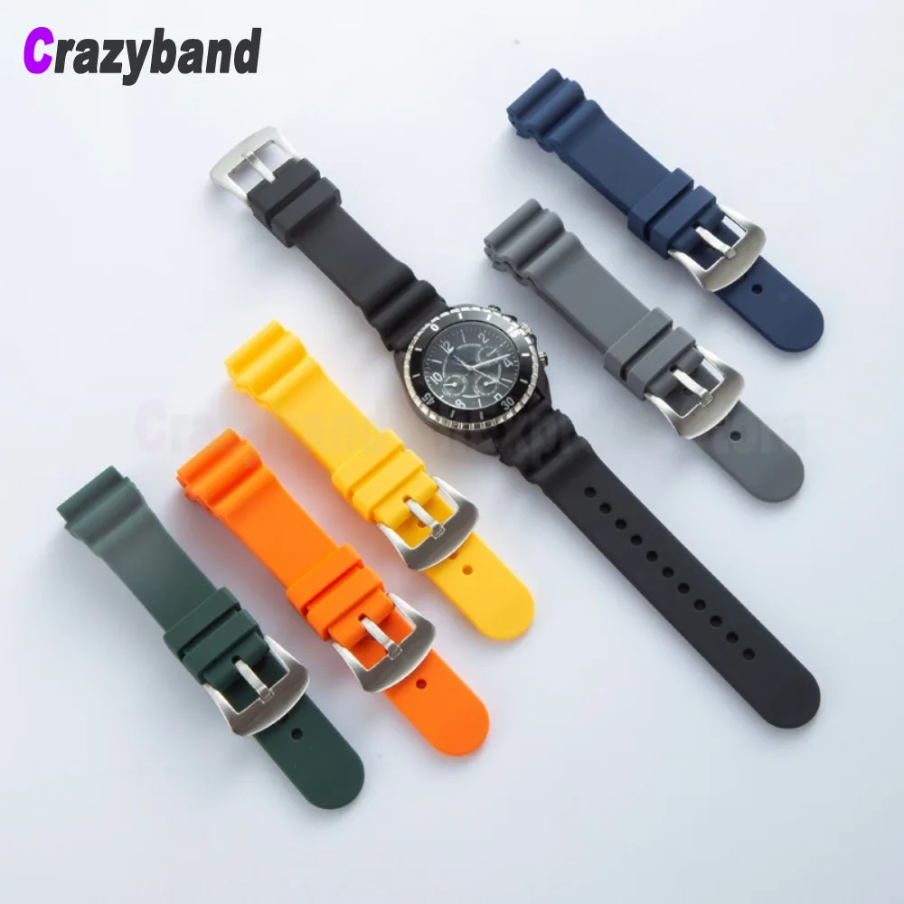 20mm 22mm Silicone Black Band Men Diving Sport Wrist Bracelet Accessories for Seiko Turtle Prospex Water Ghost Watch Band