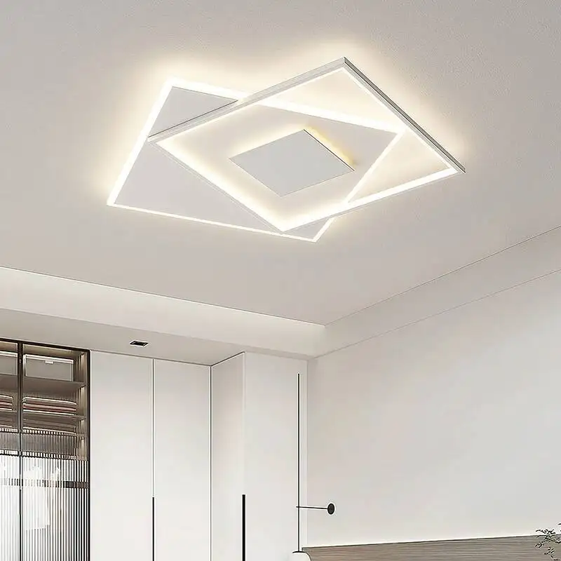 Simples Moderno LED Branco Lustre Luzes Sala de Jantar Cozinha Quarto Hall Lâmpadas Teto Lustres Iluminação Interior