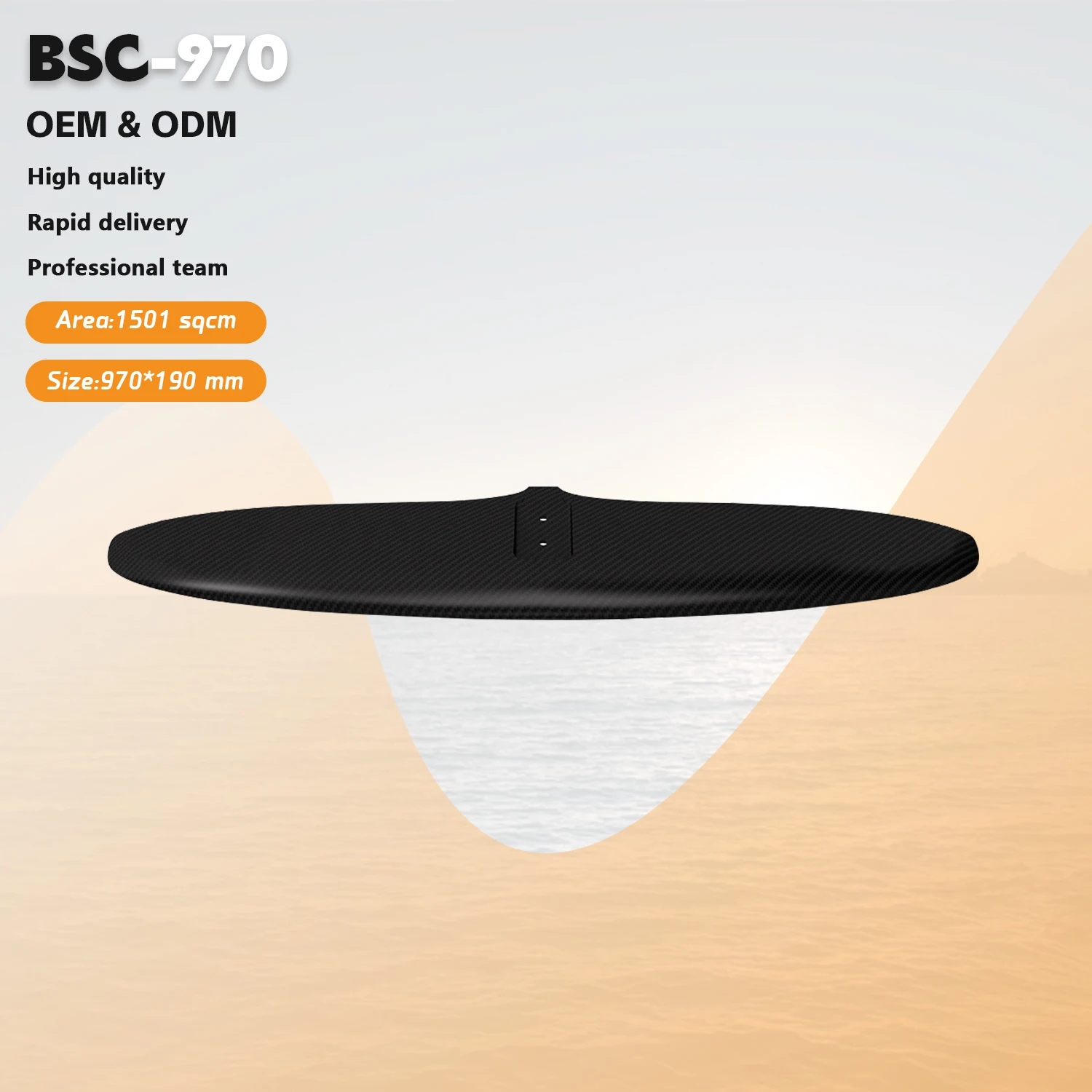 

Mid Aspect BSC 970 Carbon Front Wing Hydrofoil Stable Glide And Precise Turns Ideal Surf Foiling Wing Control And Agility