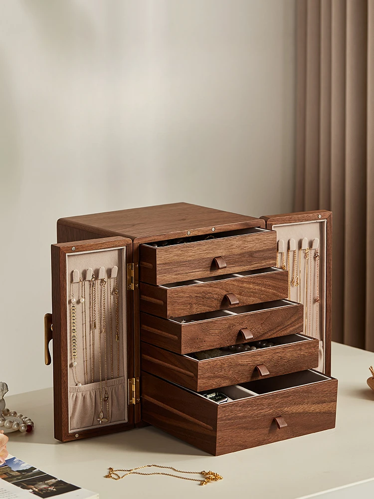 2024 New Large-capacity Wooden Jewelry Box Storage Cabinet New Chinese High-end Gold Jewelry Storage Box