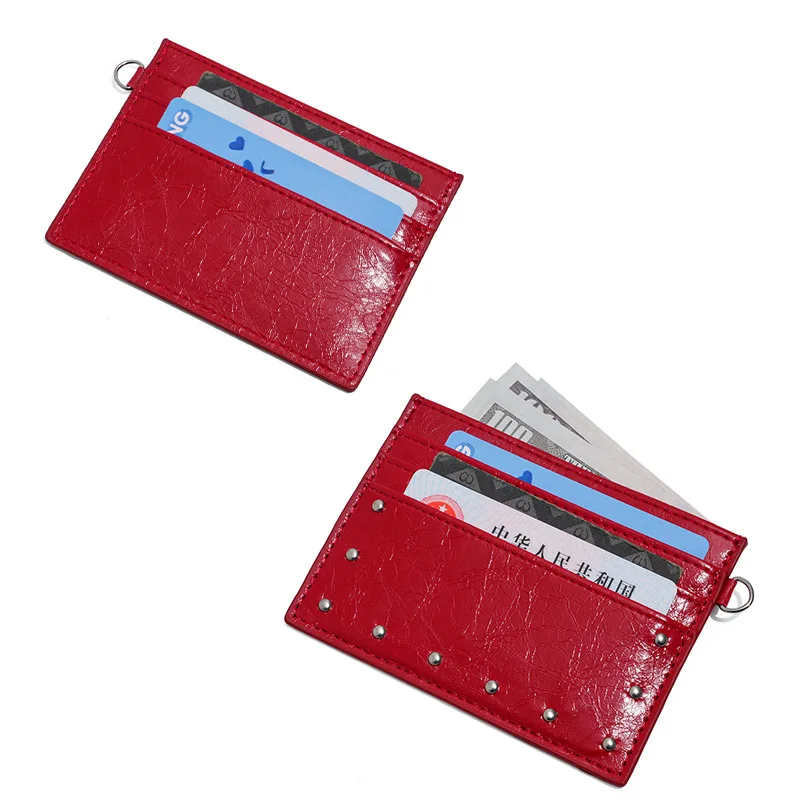 Small Leather Card Case Multiple Slots Slim Card Holder Wallet for Women
