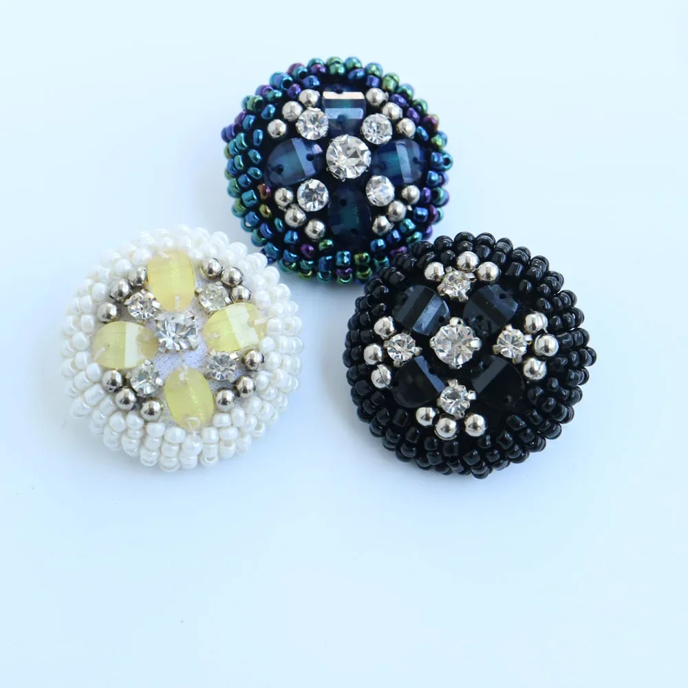 Luxury High-end Beaded buttons for Coat Multi color Round Crystal shank Button for clothes shirt Shirt Knitwear