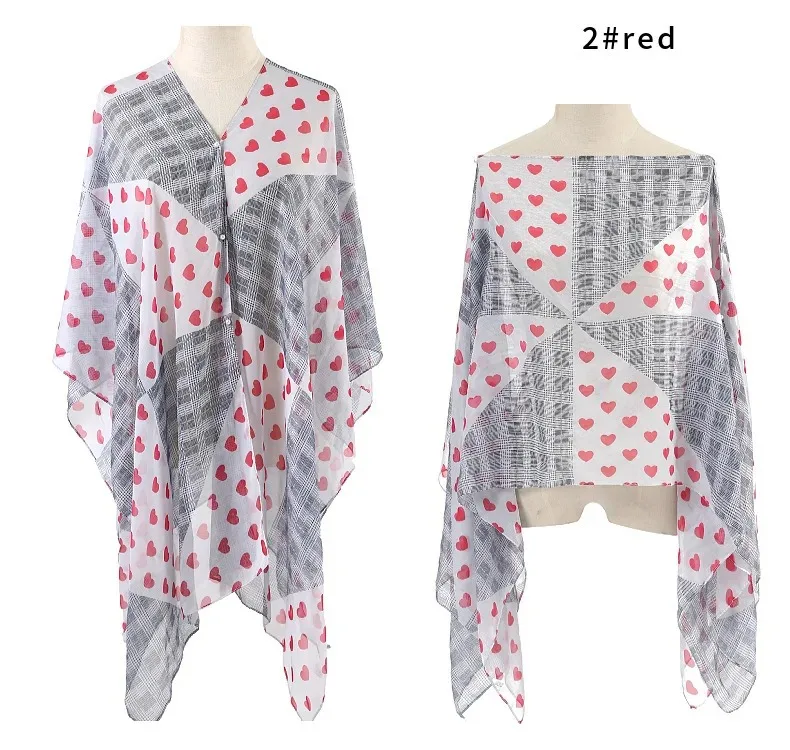

Summer Fashionable Poncho Sunscreen Imitation Silk Sunscreen Shawl Printed Silk Shawl Travel Photography Beach Cape gray