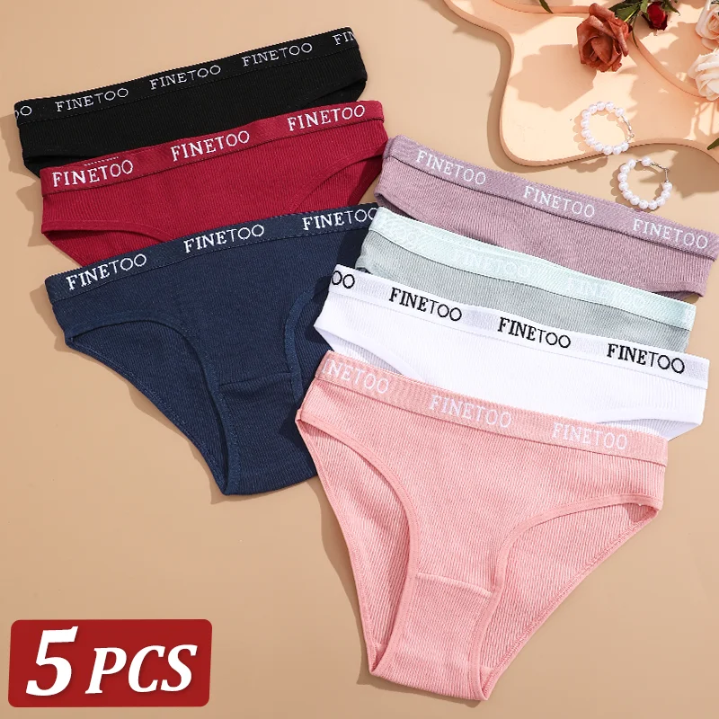 Finetoo 5Pcs Frauen Sexy Baumwolle Slip Dessous Einfarbig Niedrigen Taille Panty Hohe Elastizität Unterwäsche Weibliche Atmungsaktive Dessous
