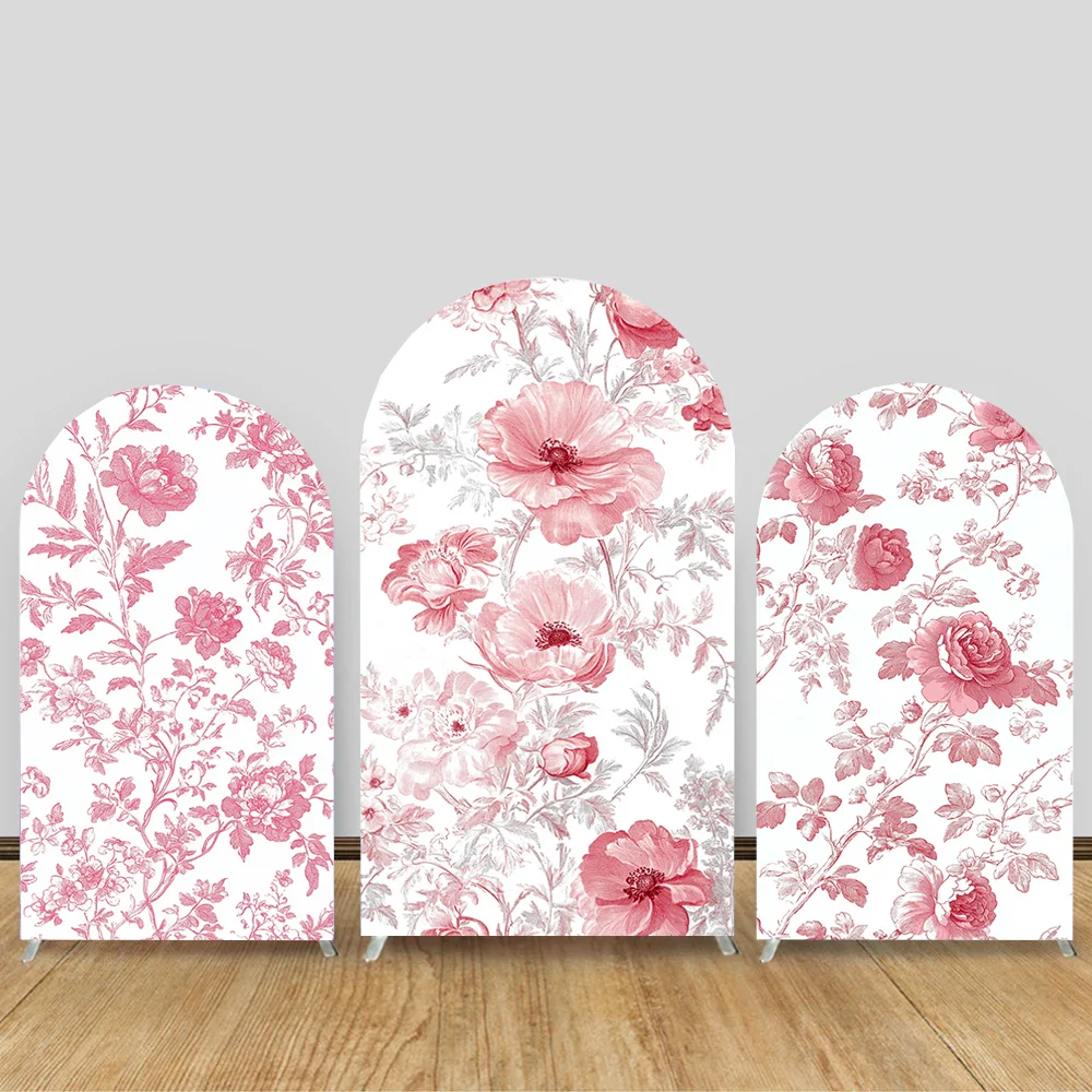 

French Vintage Floral 2-side Arch Backdrop Cover Stretch Fabric Birthday Party Wedding Photography Backdrop Arch Cover