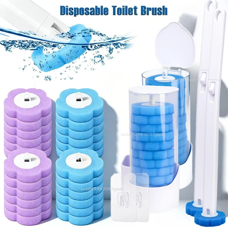 Toilet Brush Wc Kit with Disposable Replacement Heads Long-Handle Hygienic Bathroom Cleaning Tools Brushe for Home Accessories