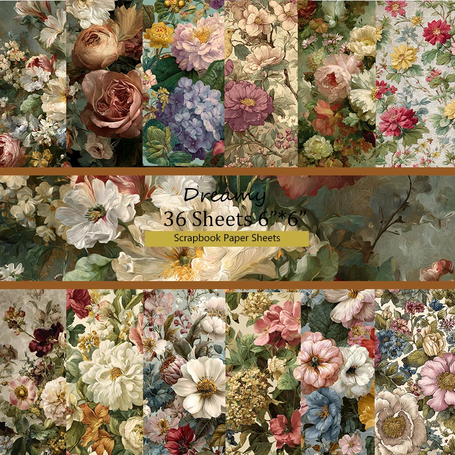 Vintage Art Craft Scrapbook Paper Pack (36 Sheets, 6x6 Inches): For Junk Journal, Planner, Card Making & DIY Decor