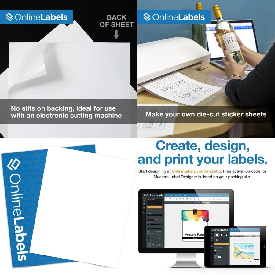 

Waterproof Sticker Paper 25 Sheets White Matte Vinyl-Like 8.5 x 11 Full Sheet Label for Inkjet Printers Only Compatible with El