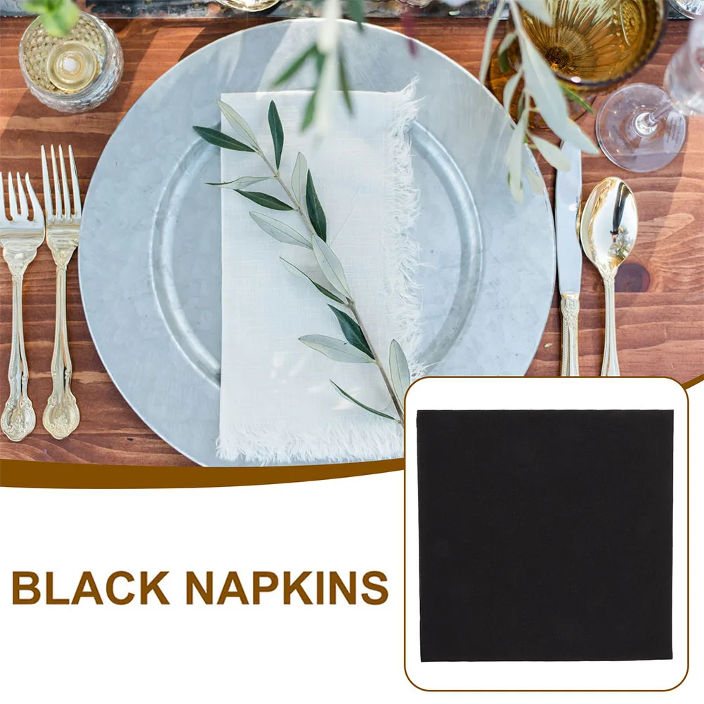 

25Pcs Black Paper Napkins 40x40cm Thick Square Disposable Cocktail Dinner Party Placemats Wedding Event Decorations