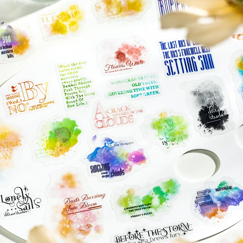 สติกเกอร์ตกแต่งสมุดบันทึกภาพวาดสีน้ำลายฝัน 30 ชิ้น สำหรับตกแต่งสมุดภาพ สมุดบันทึกวางแผน DIY และงานศิลปะอื่นๆ