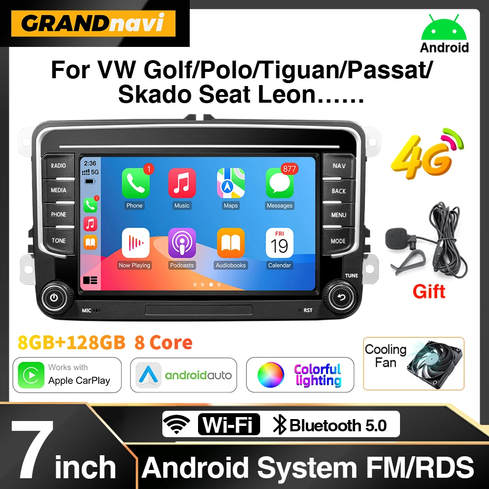 7Inch 7Inch 2Din Android 14 Car Radio Player For VW Volkswagen Skoda Octavia Golf 5 6 Touran Passat B6 Polo Jetta GPS Multimedia - Aliexpress Deal