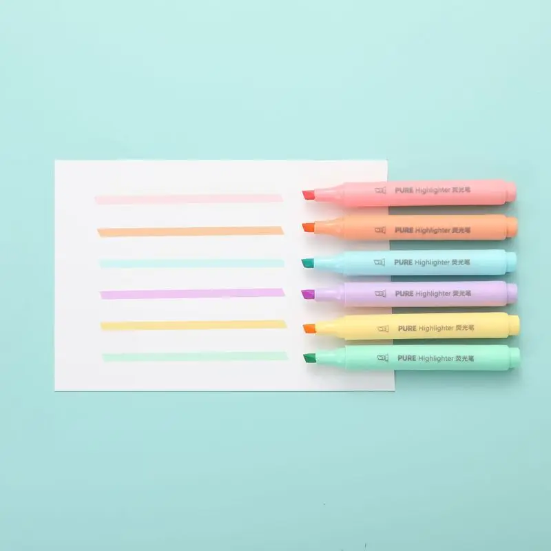 Macaron Tone Fluorescent Highlighters Bulk Large Capacity Colored Drawing Markers Hand Account Stationery Hook Line Pens For Sal