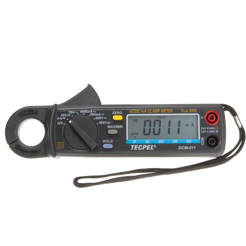 TECPEL DCM-011 Digital Clamp Meter Auto Ranging 30A AC/DC, AC/DC Voltage TRMS DC Microamps
