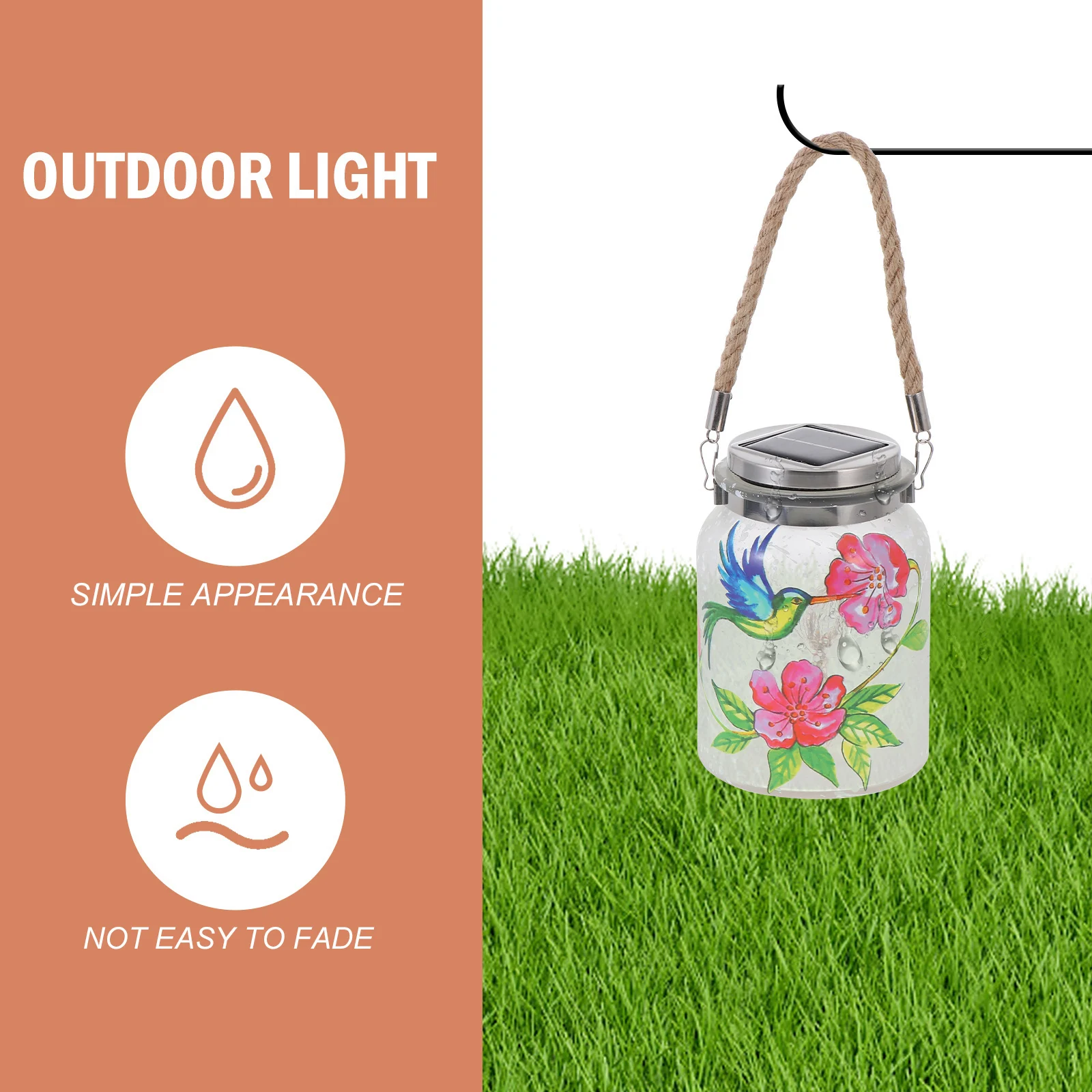 

Solar Hummingbird Lights Glass Jar Hemp Rope Solar-powered Outdoor Lighting Energy-saving Garden Party Decoration Christmas