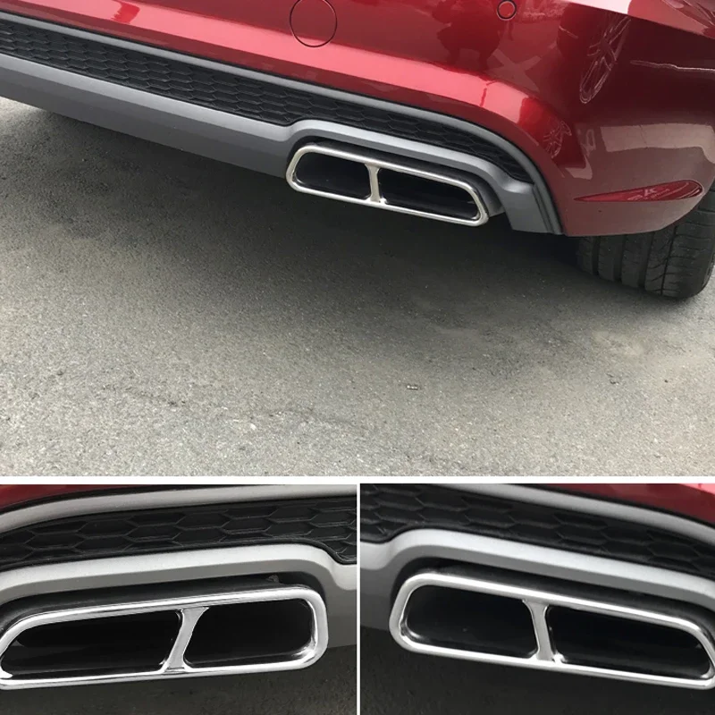 CarQuad Exhaust Tip Trim Stainless Steel Rear haMuffler Tail Pipe Cover Exust Replacement For Audi A6 A7 C7 2016‑2018 Decoration