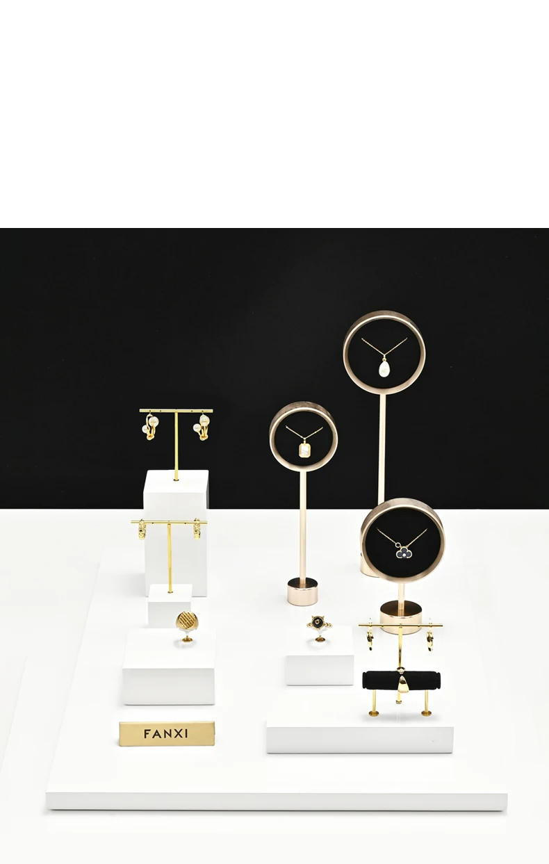 Oirlv Weißgold Schmuck-Präsentationsset Ständer für Ring, Ohrring, Halskette, Armband, Uhr, Vitrine, Ladentheke, Einzelhandel – Detail 5