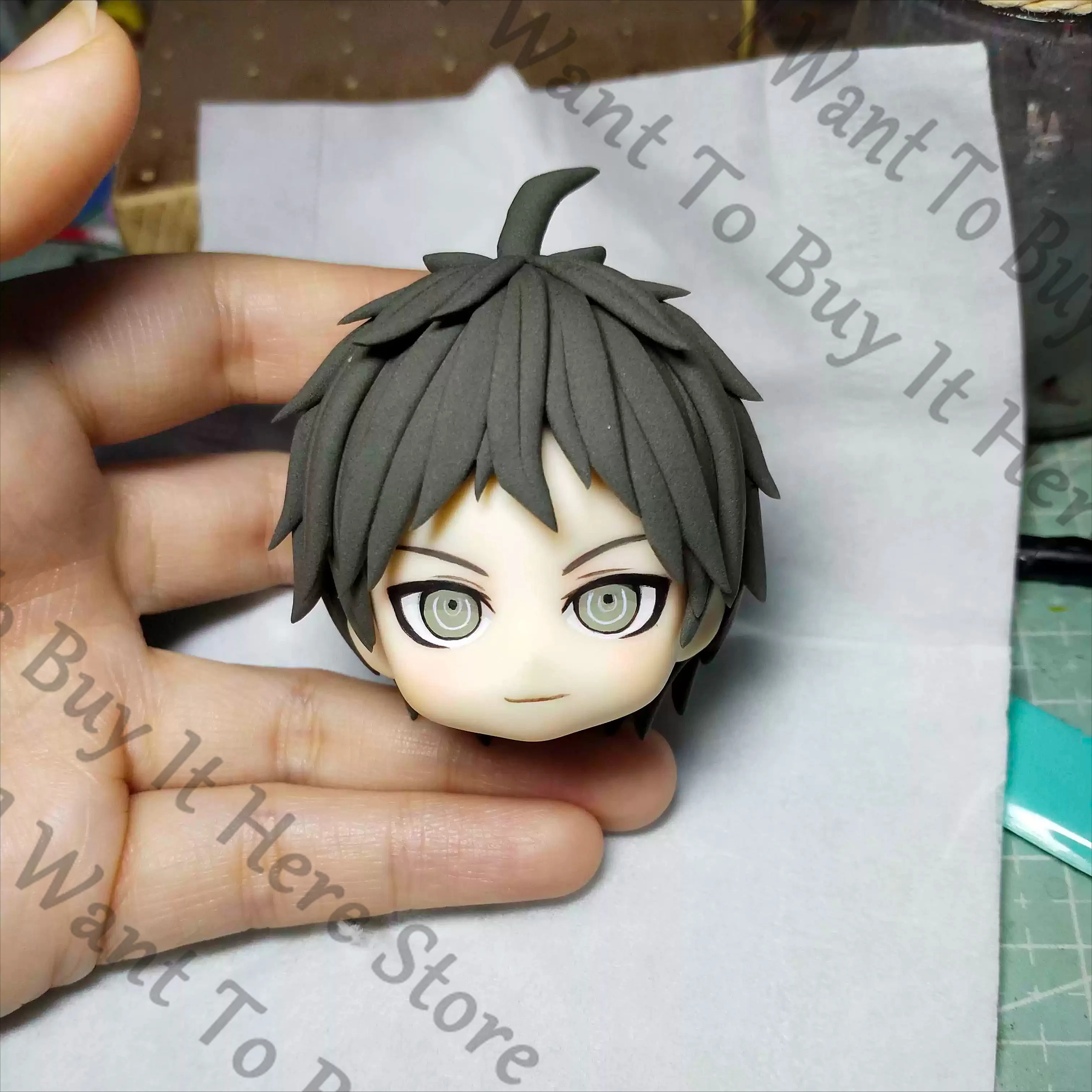 Anime Danganronpa Hinata Hajime Cosplay Cartoon Handmade Figures Model Figurine Head Capsule Removable Hair Models Kit Prop Gift