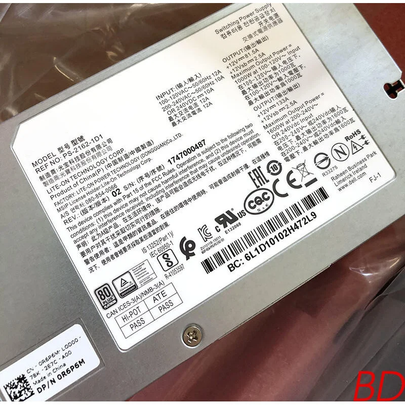 A+  For DELL 1600W C6320 C6320P C6220 PS-2162 POWER SUPPLY R6P6M