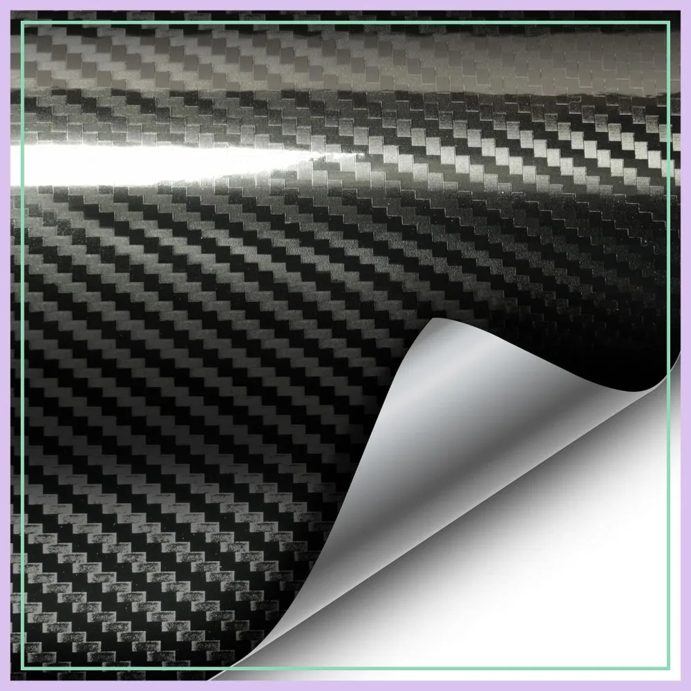 

High Gloss Black Carbon Fiber Vinyl Wrap 8ft x 5ft DIY Easy Install
