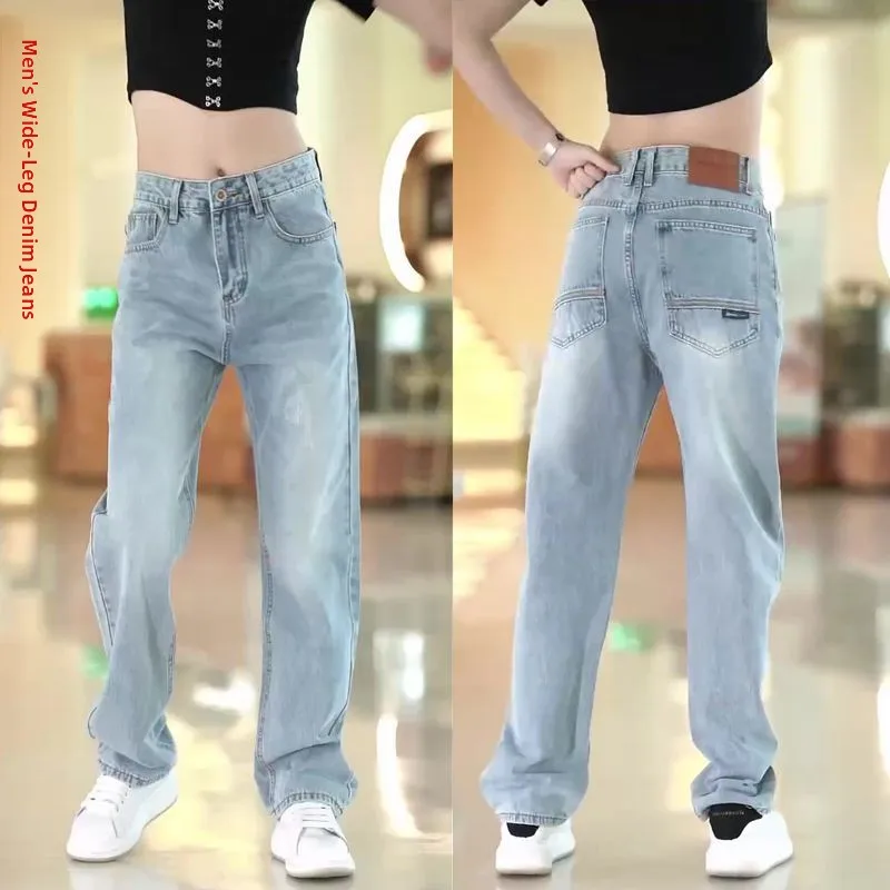 

Retro American Denim Jeans Men's Fashionable Loose Straight Leg Summer Thin Hanging Floor-Length Casual Wear Multi-Functional