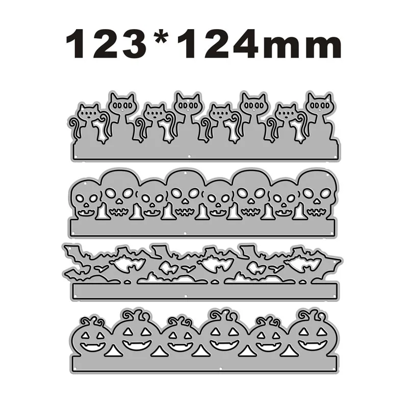 2022 New Halloween Cat Skull Bat Pumpkin Head Cutting Die Diy Scrapbook Card Making Process Die Album Decoration