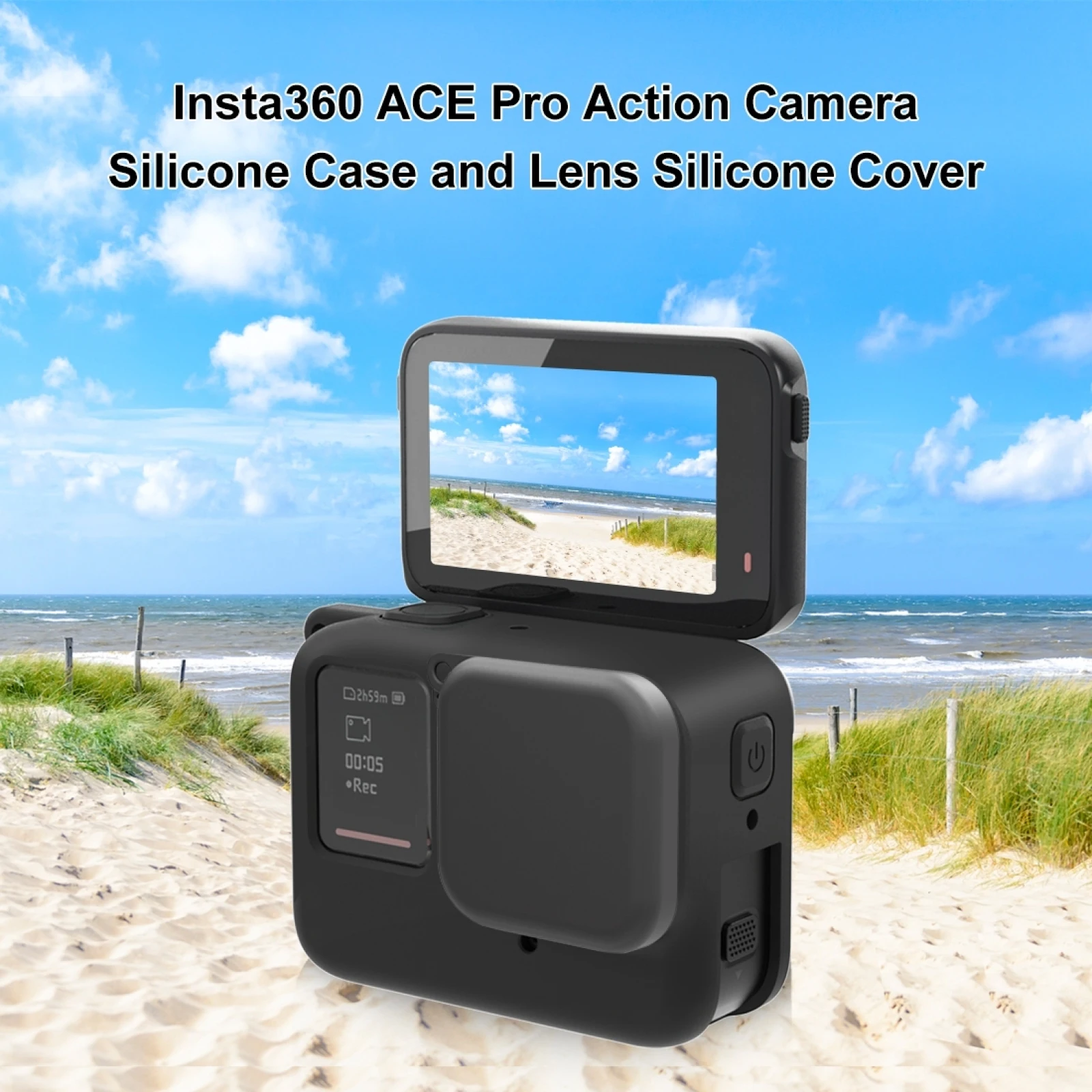 PULUZ for Insta360 Ace Pro Body Silicone Protective Case with Lens Cap for Insta360 Accessories