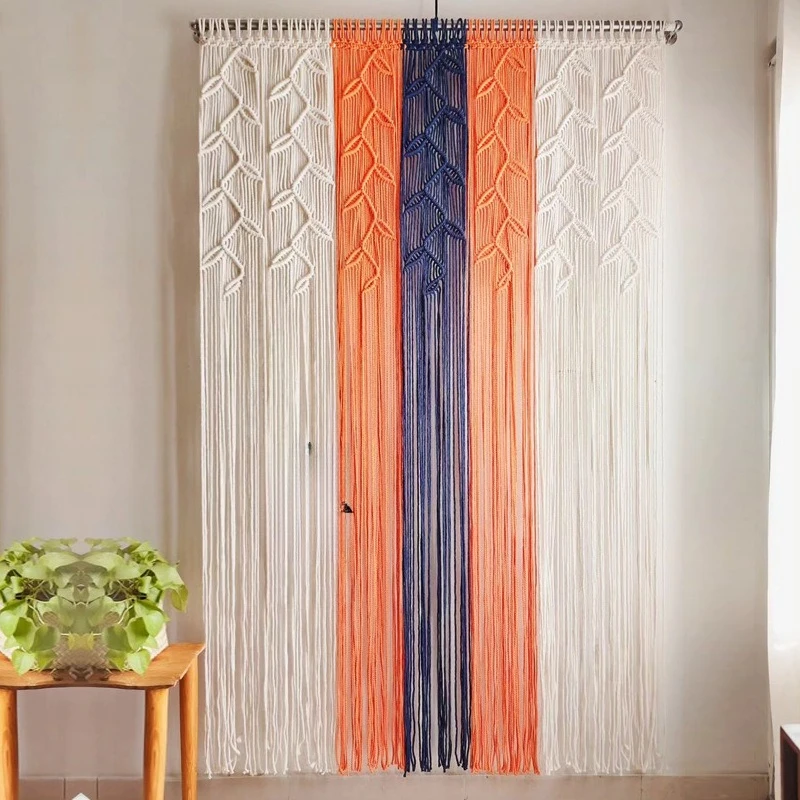 Bed and breakfast entrance Color hand-woven cotton rope door curtain, fringed curtain, art deco tapestry