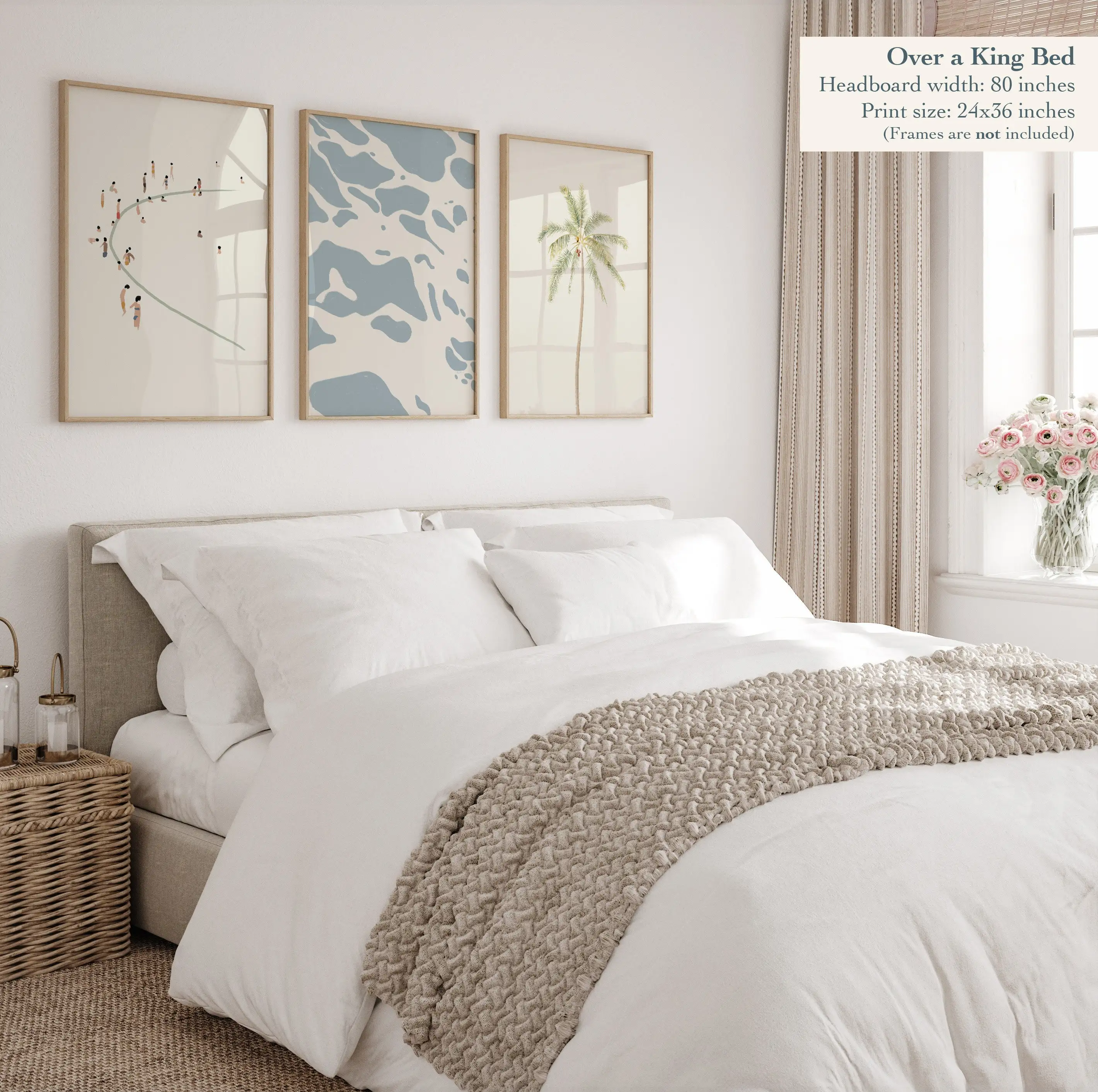 Minimalist Boho Coastal Beach Canvas Wall Art – Soft Summer Ocean Printing for Bright Home Decor, Ideal Holiday Gifts