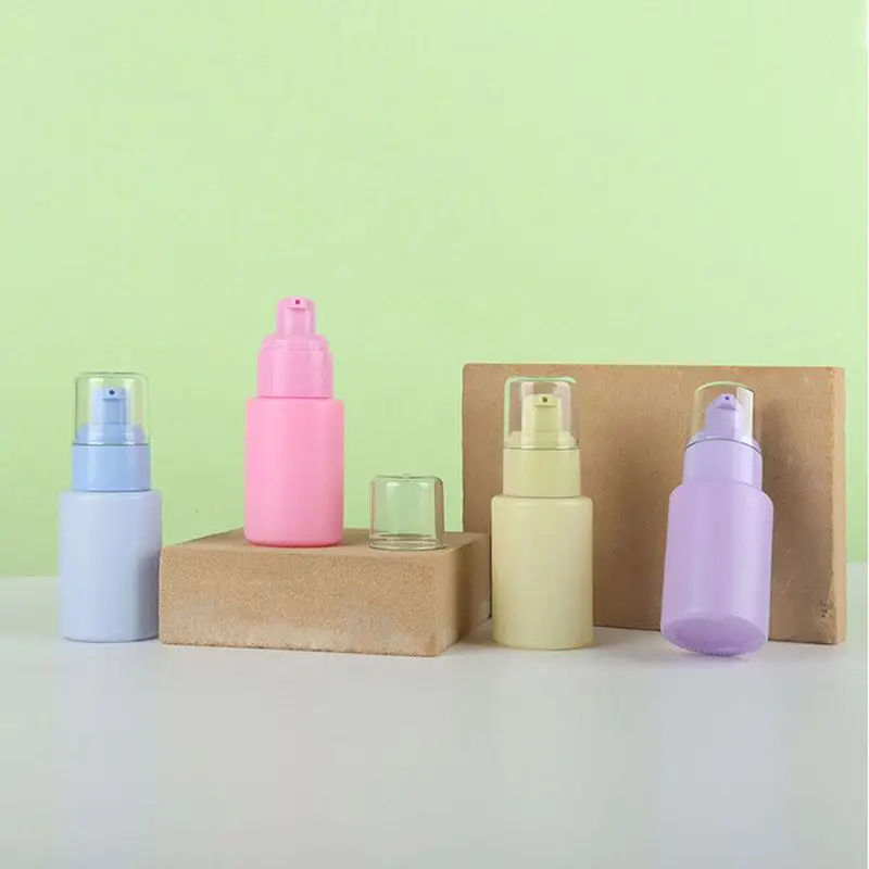30ml garrafa de bomba vazia de vidro colorido líquido fundação dispensar ferramenta de maquiagem portátil viagem essencial squeeze garrafa beleza