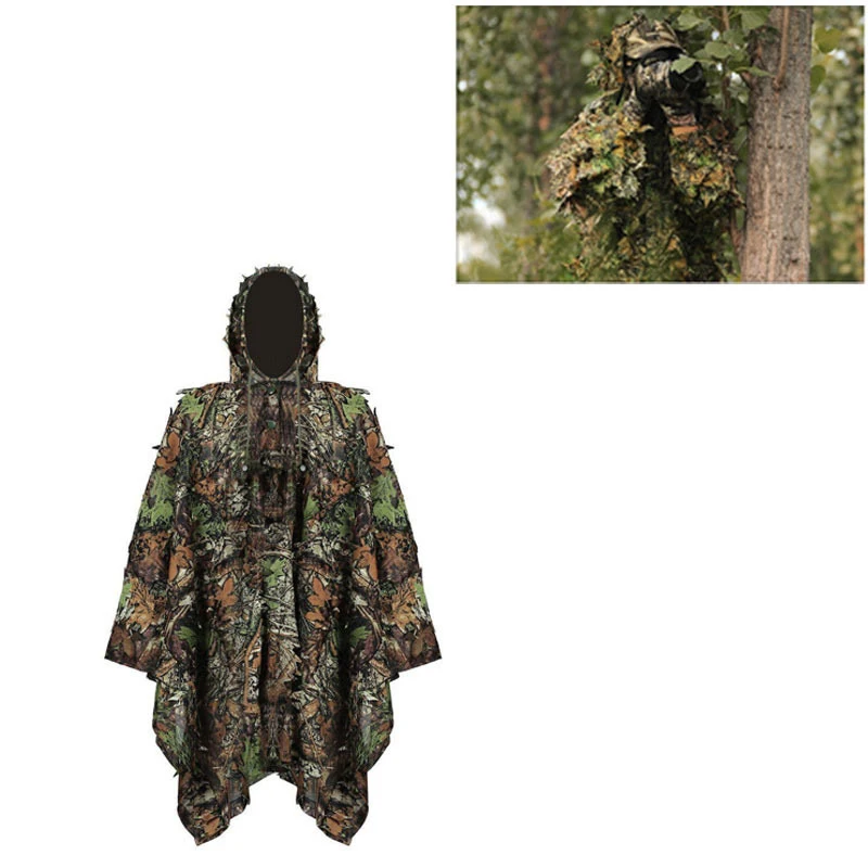 Mantel jurk kleding Nieuwe 3D esdoornblad Bionische Ghillie Yowie vogelwatch airsoft Camouflage Kleding Outdoor jas