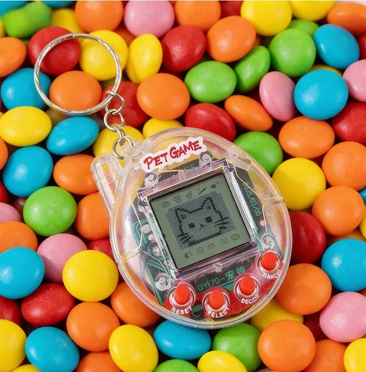 Mini llavero de consola Tamagotchi, juguete en ruso, Original, alemán, español, polaco, animales electrónicos, juego para niños, colgante de píxel