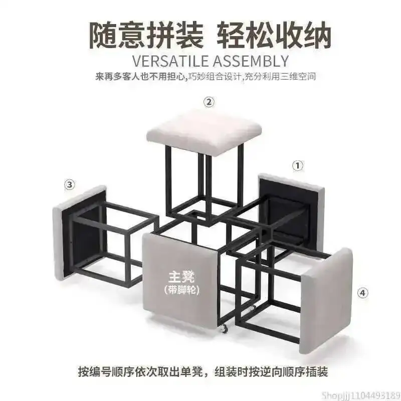 5-in-1 Versatile Storage Stool, Minimalist Cube Bench for Home, Trendy Multifunctional Ottoman for Living Room and Sofa