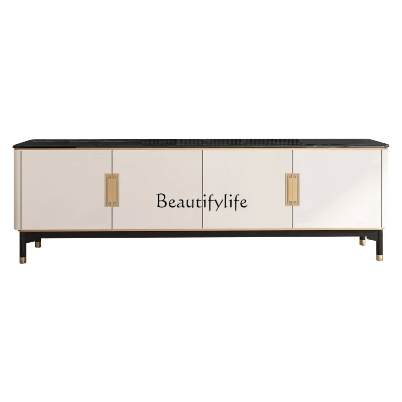 

Light luxury new Chinese modern simple TV cabinet living room marble countertop light luxury floor cabinet