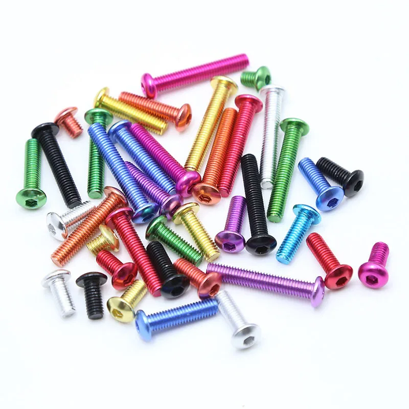 10Pcs M3 M4 M5 M6 Aluminum Allen Round Screw Colourful Aluminum Alloy Hex Hexagon Socket Button Head Machine Screw Bolts