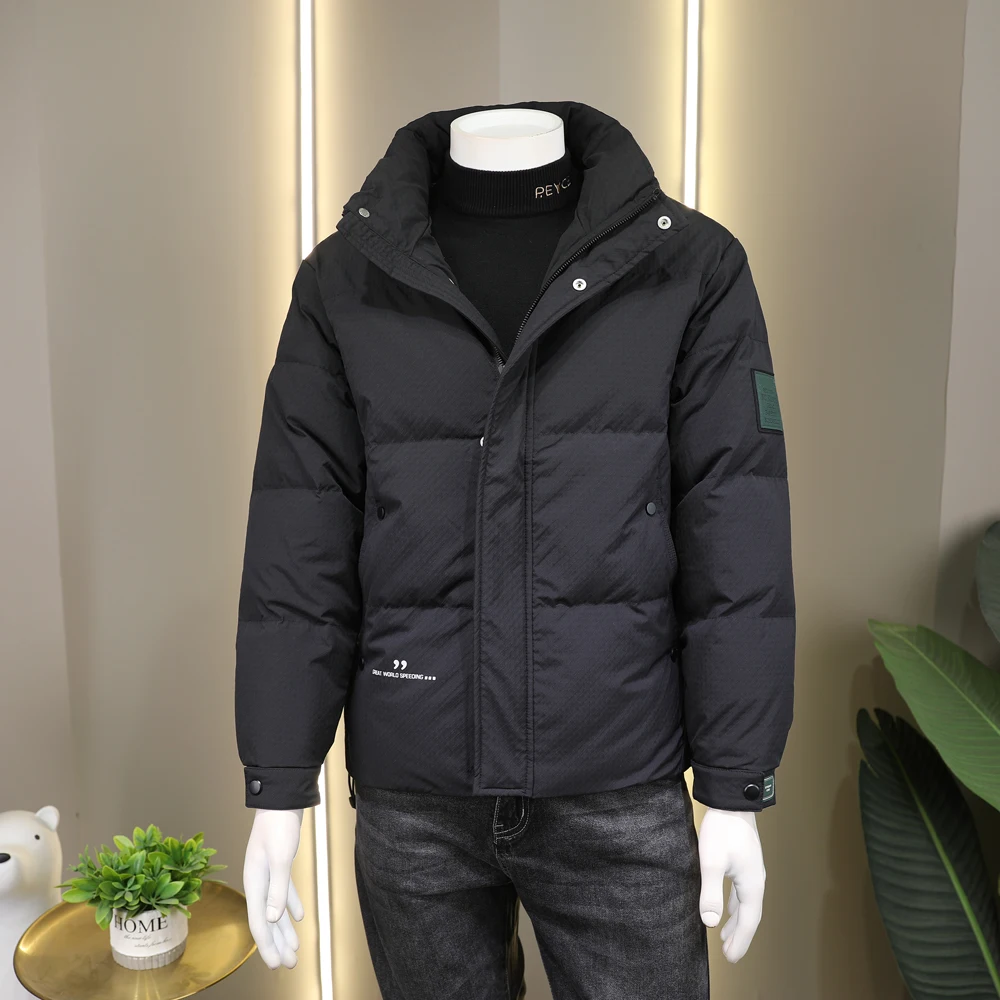 السترات المبطنة بالقطن للرجال في الشتاء ذات جودة عالية ودافئة ومقاومة للبرد، مع ياقة واقفة وتصميم بسيط #3