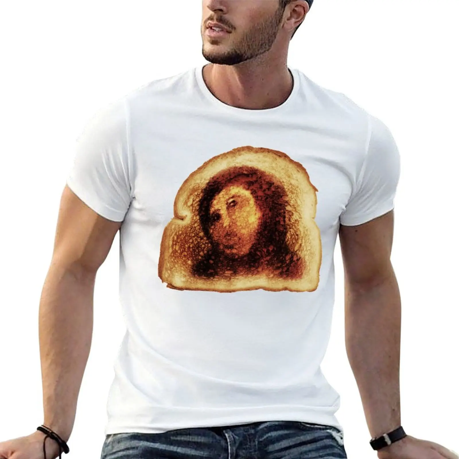 T-shirt en coton pour homme avec motif « Jesus Restoration Botch Miracle Toast -blanche »