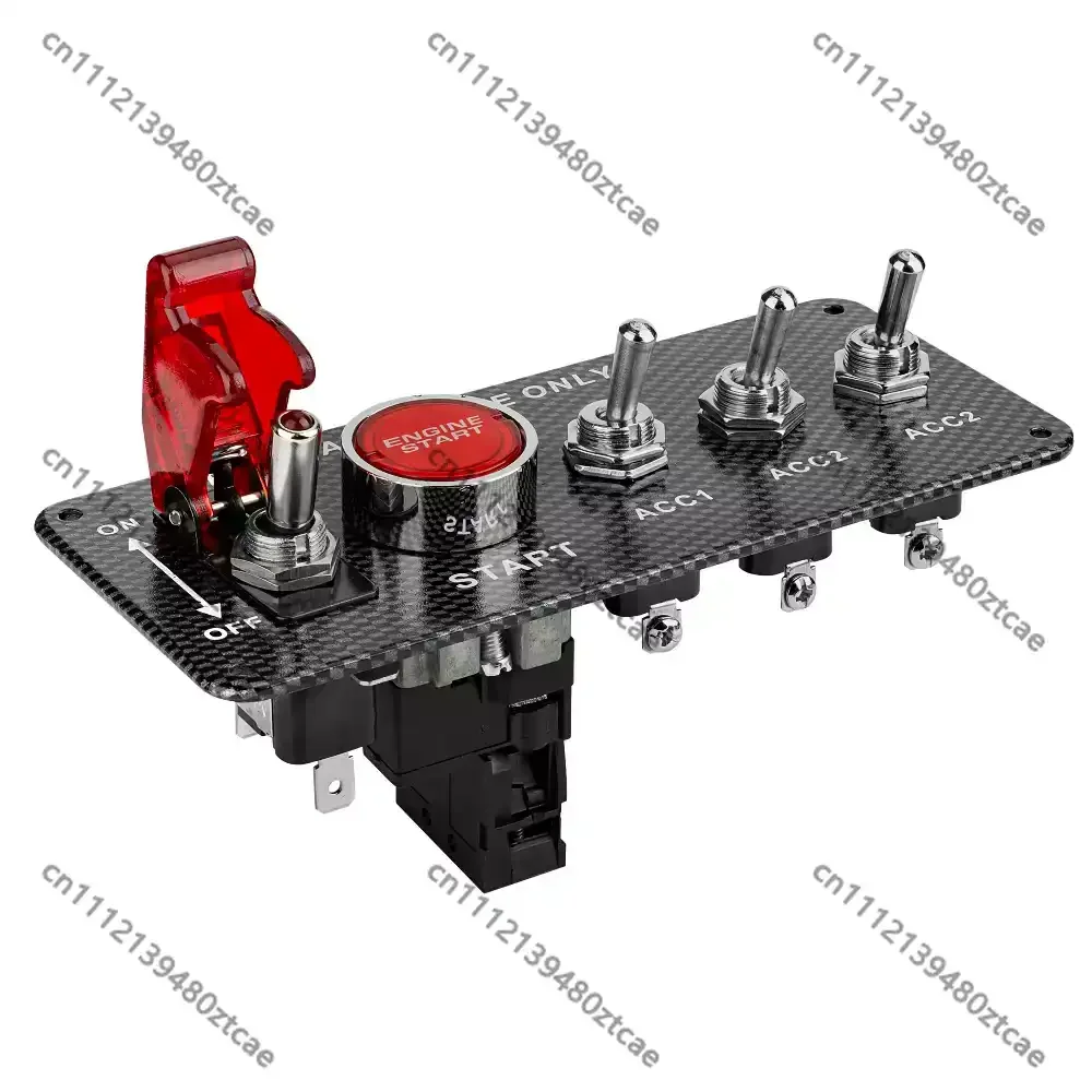 DC12V Carbon Fiber Combined Switch Panel Metal Toggle Ignition Start Button For Racing Car Modification