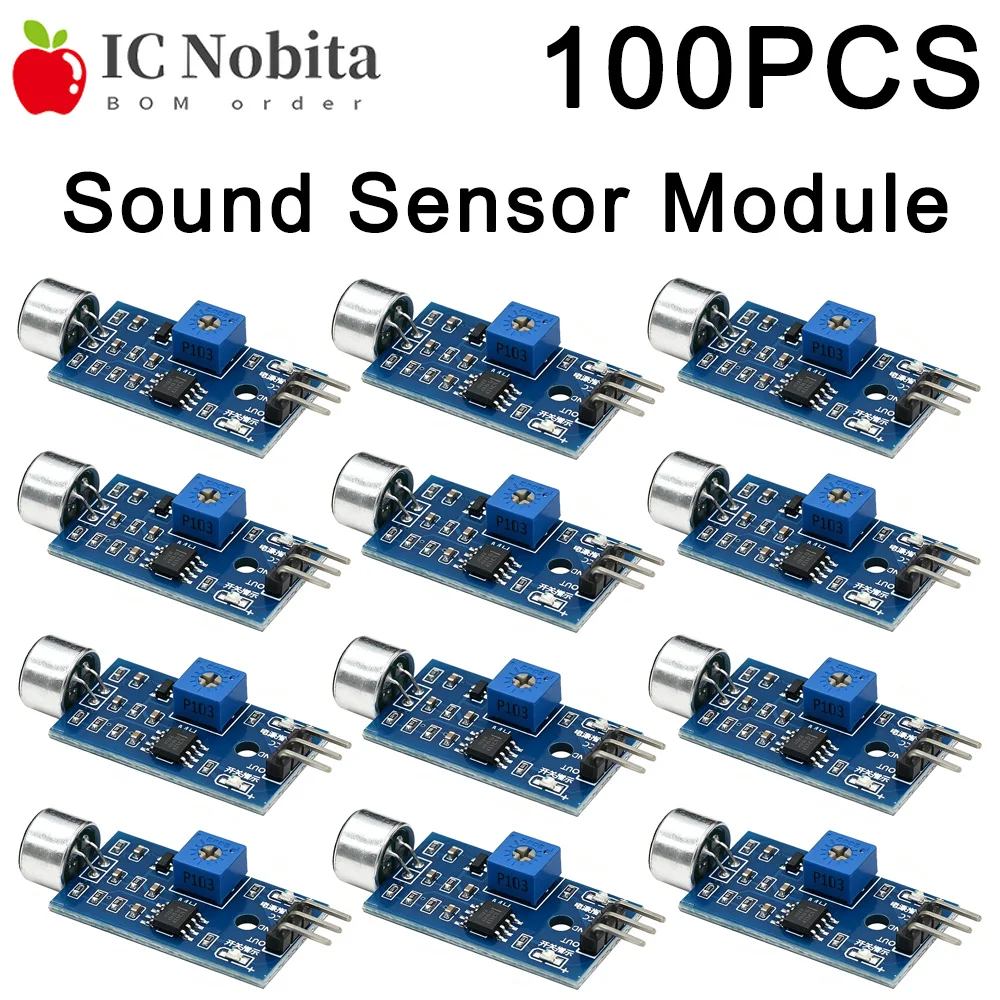 100PCS Sound Detection Sensor Module Voice Operated Switch VOS Microphone Module for Arduino Smart Home Automation