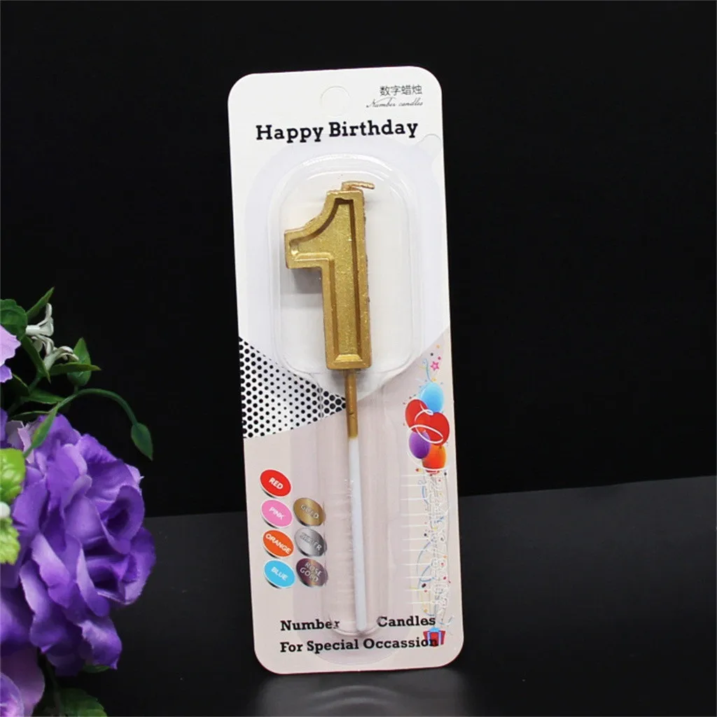 Birthday Cake Candle Number Party Glitter 09 Candles Number Gold Home DIY