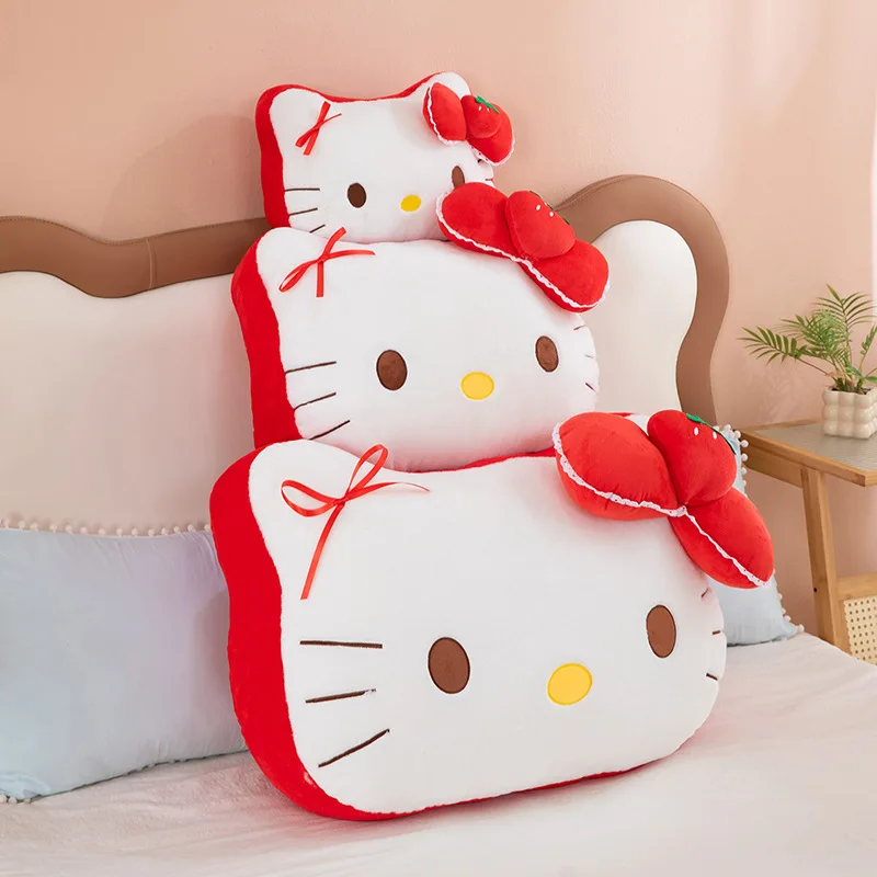 

40/60 Cm Hello Kitty Strawberry Head Plush Toy Pillow Cute Cartoon Sofa Bedside Car Cushion Nap Pillow Accompany Birthday Gifts