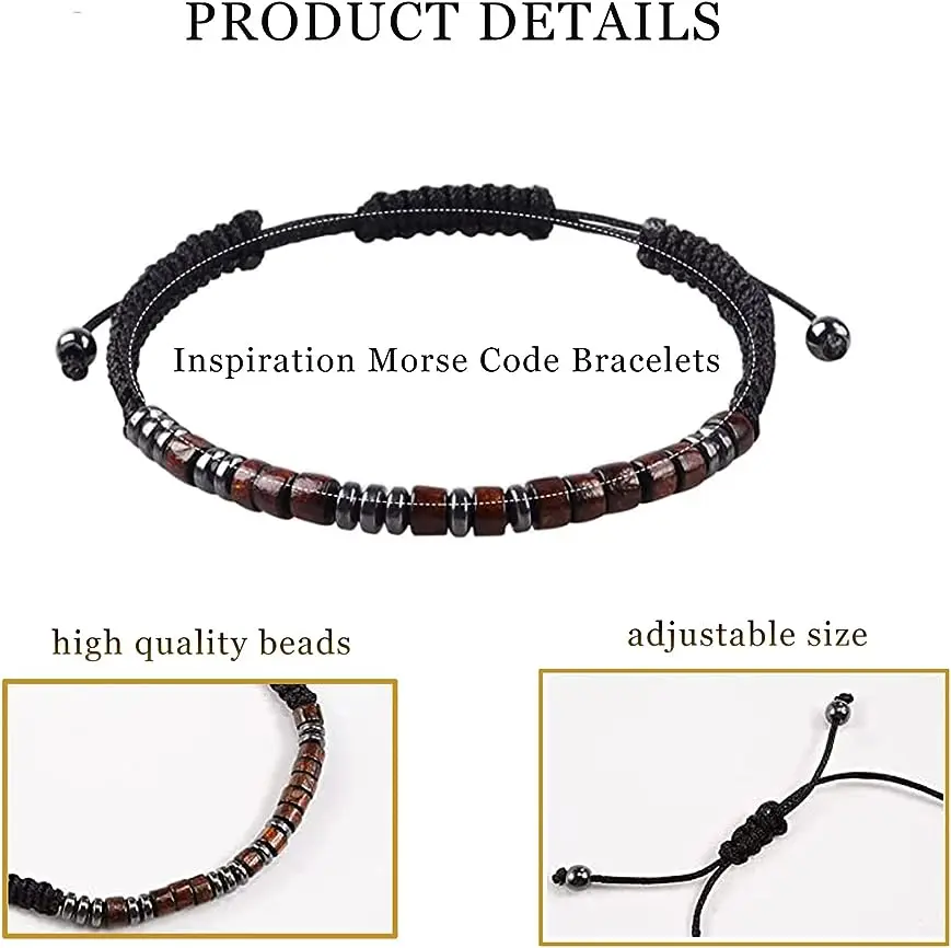 WG 1pc To My Son Morse Code Bracelets Always with you Wood Chip Black Magnet Couple Bracelet Christmas Bracelet Jewelry