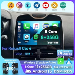 Android 15 For Renault Clio 4 2012 - 2018 2K 8G+256GB QLED Android Car Radio Multimedia Video Player GPS CarPlay Stereo 4G+WIFI