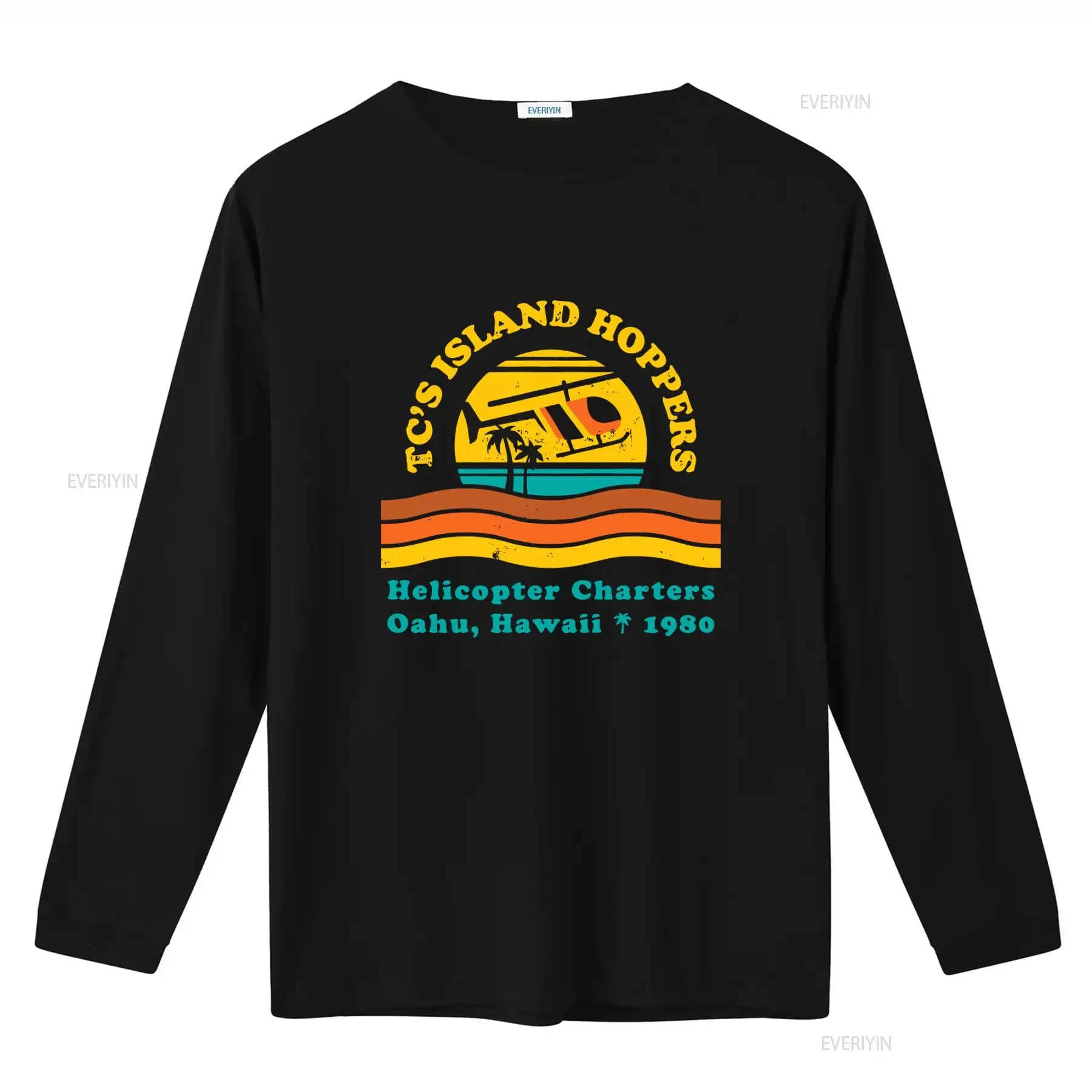 TC's Island Hoppers Helicopter Charters Oahu Hawaii 1980 Vintage Style T Shirt vintage Washed homme Comfortable